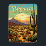 Saguaro National Park Illustration Retro Magnet<br><div class="desc">Saguaro vector artwork design. The park is named for the large saguaro cactus,  native to its desert environment.</div>