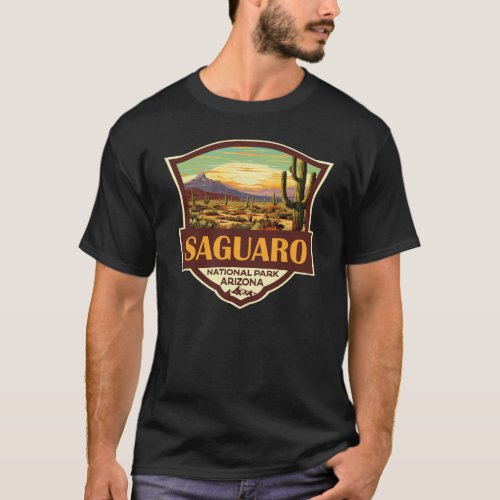 Saguaro National Park Illustration Retro T_Shirt