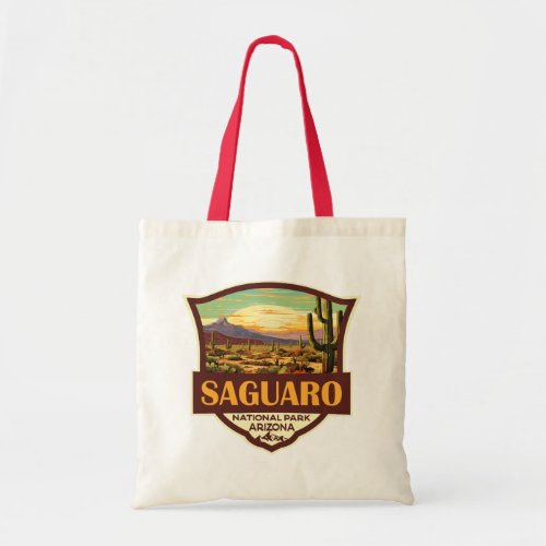 Saguaro National Park Illustration Retro Tote Bag