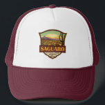 Saguaro National Park Illustration Retro Trucker Hat<br><div class="desc">Saguaro vector artwork design. The park is named for the large saguaro cactus,  native to its desert environment.</div>
