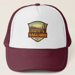 Saguaro National Park Illustration Retro Trucker Hat