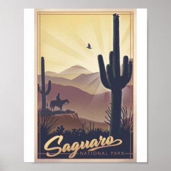 Saguaro National Park Litho Artwork Poster by LanternPress at Zazzle