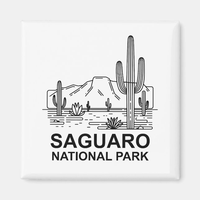 Saguaro National Park Minimal Line Art Magnet (Front)