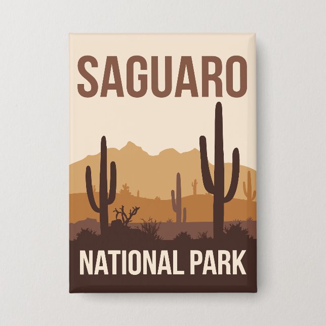 Saguaro National Park Minimal Travel Art Button (Front)