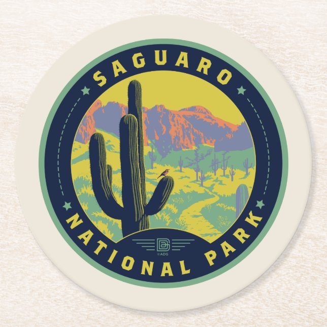 Saguaro National Park Round Paper Coaster (Front)