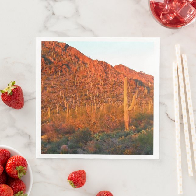 Saguaro National park sunset Paper Dinner Napkins (Insitu)