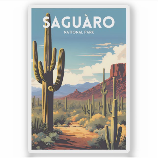Saguaro National Park Traditional Travel Poster Sticker (Front)