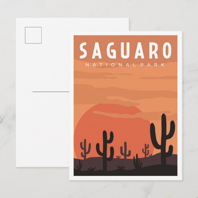 Saguaro National Park Vintage Travel Illustration Postcard (Front/Back)