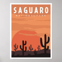 Saguaro National Park Vintage Travel Illustration