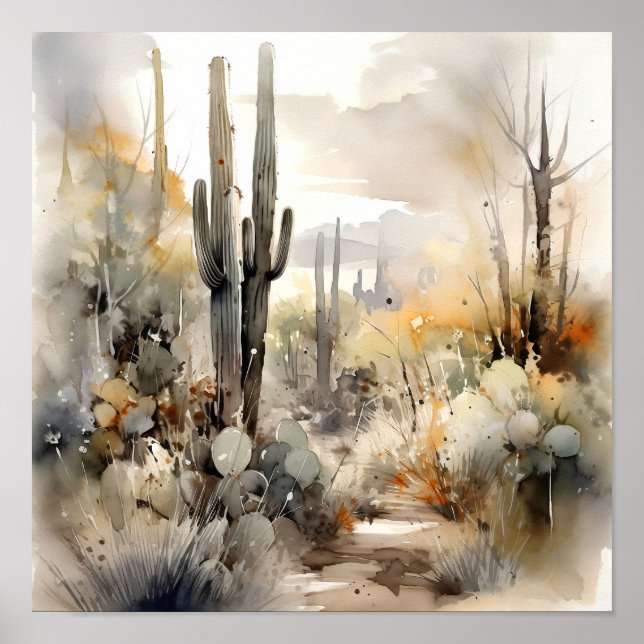 Saguaro National Park Watercolor Art Print (Front)