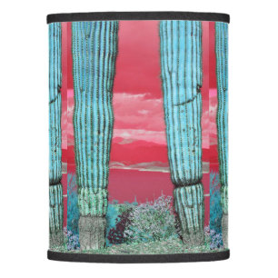 Saguaro Pillar - Red Sky & Turquoise Lamp