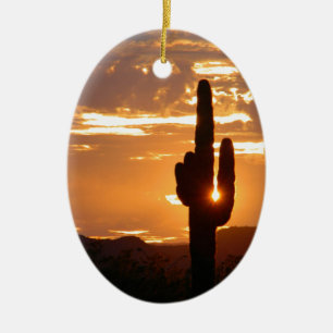 Saguaro Rays Ceramic Ornament