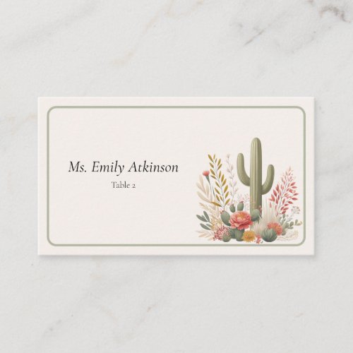 Saguaro & Sage Flat Wedding Place Card