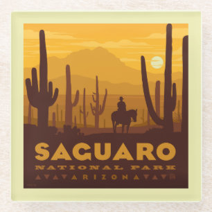 Saguaro Square National Park Arizona Glass Coaster