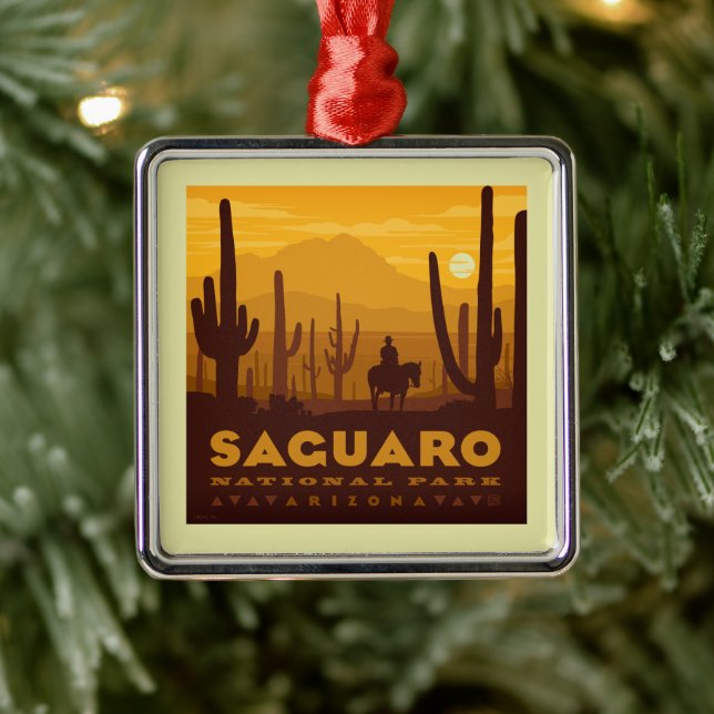 Saguaro Square National Park | Arizona Metal Ornament (Tree)