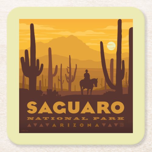 Saguaro Square National Park  Arizona Square Paper Coaster