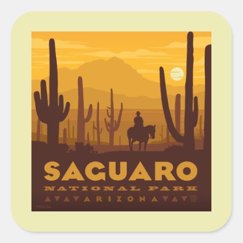 Saguaro Square National Park  Arizona Square Sticker