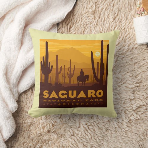 Saguaro Square National Park  Arizona Throw Pillow