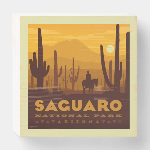 Saguaro Square National Park  Arizona Wooden Box Sign
