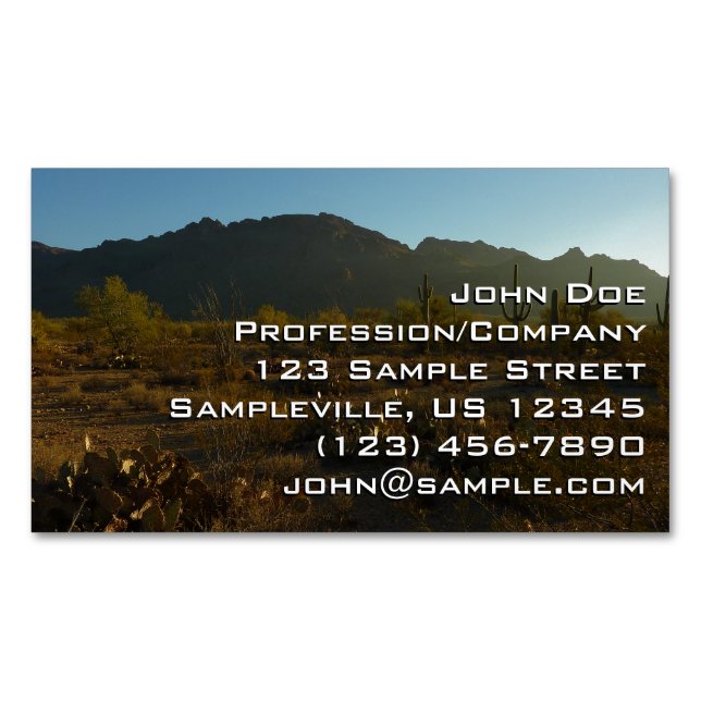 Saguaro Sunrise at Saguaro National Park Business Card Magnet (Front)