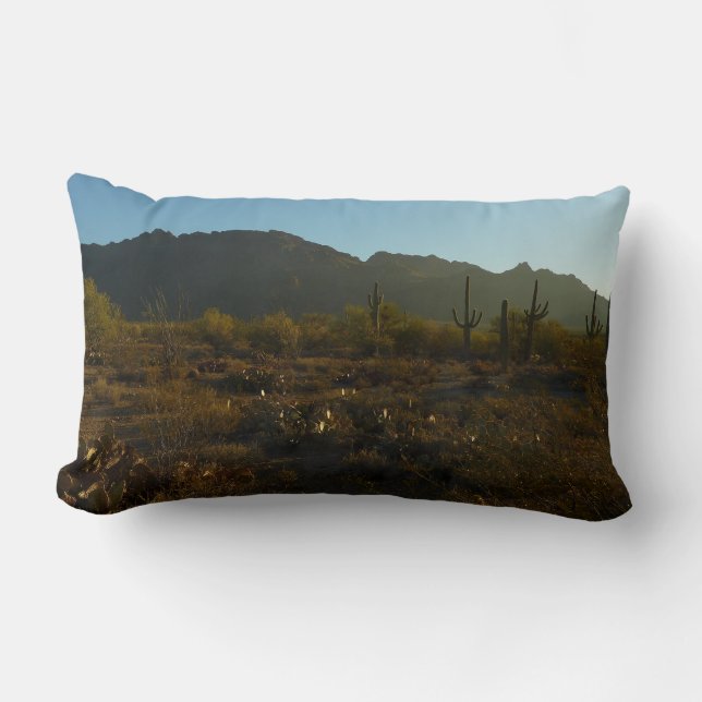 Saguaro Sunrise at Saguaro National Park Lumbar Pillow (Front)