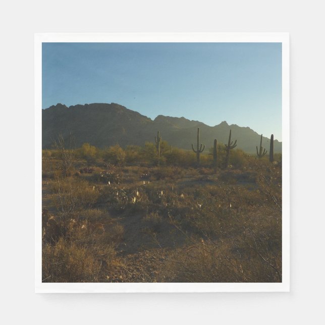 Saguaro Sunrise at Saguaro National Park Napkins (Front)