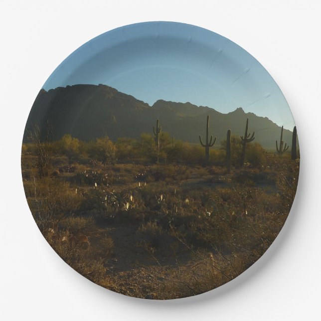 Saguaro Sunrise at Saguaro National Park Paper Plates (Front)