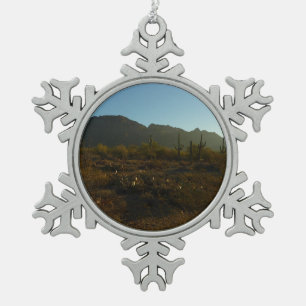 Saguaro Sunrise at Saguaro National Park Snowflake Pewter Christmas Ornament
