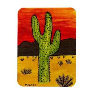 Saguaro Sunset green orange brown cactus desert Magnet
