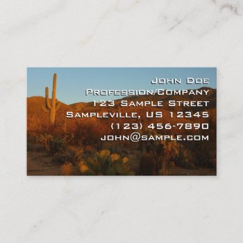 Saguaro Sunset I Arizona Desert Landscape Business Card by mlewallpapers at Zazzle