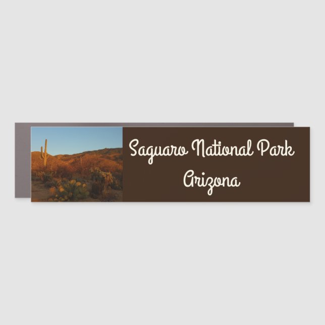 Saguaro Sunset I Arizona Desert Landscape Car Magnet (Front)