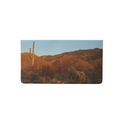Saguaro Sunset I Arizona Desert Landscape Checkbook Cover (Front)