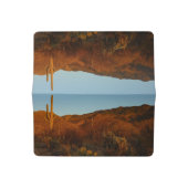 Saguaro Sunset I Arizona Desert Landscape Checkbook Cover (Open)