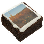 Saguaro Sunset I Arizona Desert Landscape Chocolate Brownie (Angled)