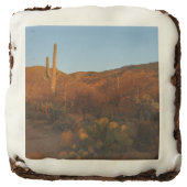 Saguaro Sunset I Arizona Desert Landscape Chocolate Brownie (Front)