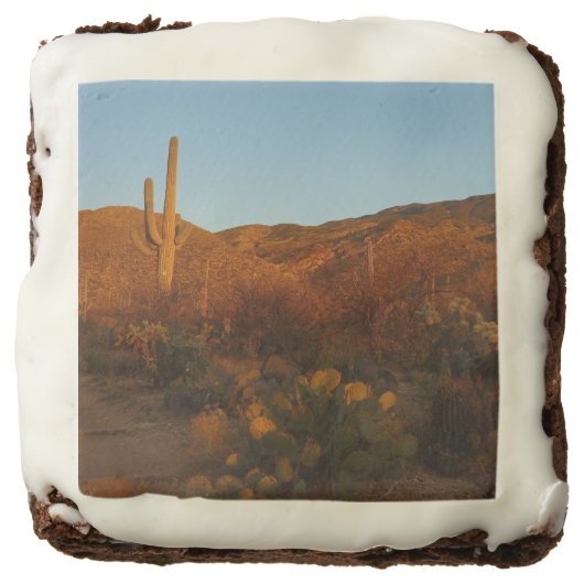 Saguaro Sunset I Arizona Desert Landscape Chocolate Brownie (Front)