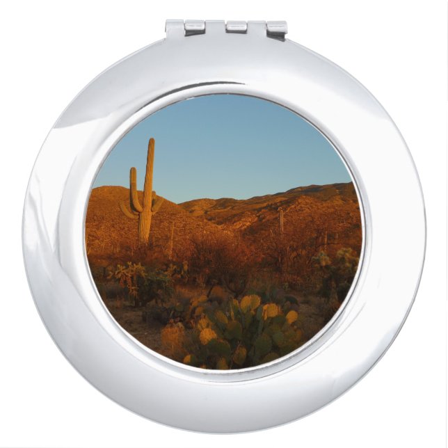 Saguaro Sunset I Arizona Desert Landscape Compact Mirror (Front)