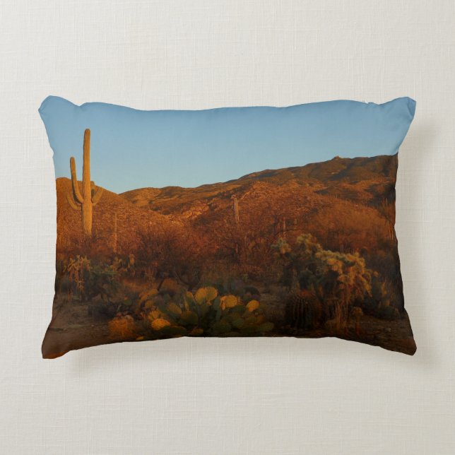 Saguaro Sunset I Arizona Desert Landscape Decorative Pillow (Front)