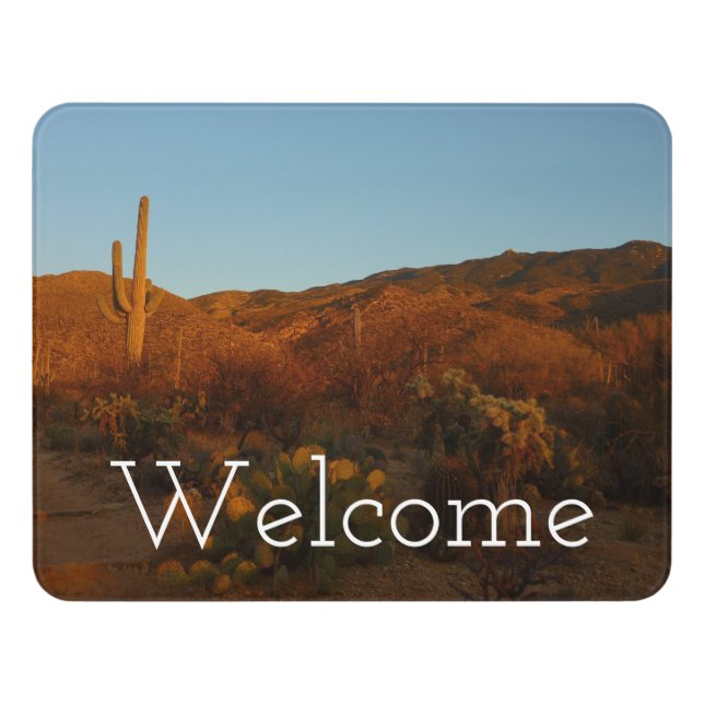 Saguaro Sunset I Arizona Desert Landscape Door Sign (Contemporary Front)