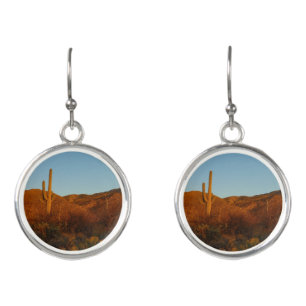 Saguaro Sunset I Arizona Desert Landscape Earrings