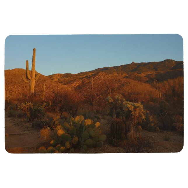 Saguaro Sunset I Arizona Desert Landscape Floor Mat (Front)