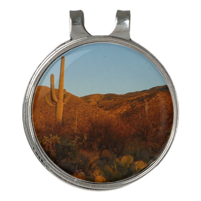 Saguaro Sunset I Arizona Desert Landscape Golf Hat Clip (Front)
