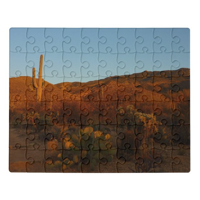 Saguaro Sunset I Arizona Desert Landscape Jigsaw Puzzle (Puzzle Horizontal)