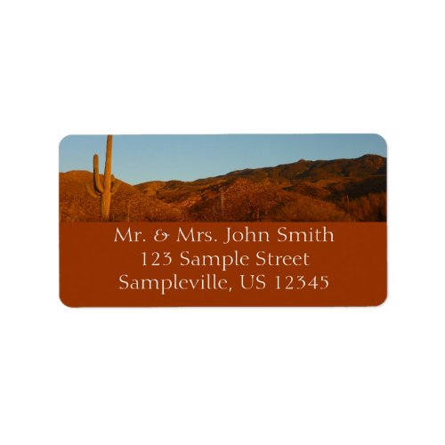 Saguaro Sunset I Arizona Desert Landscape Label