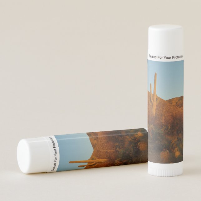 Saguaro Sunset I Arizona Desert Landscape Lip Balm (Front)