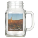 Saguaro Sunset I Arizona Desert Landscape Mason Jar