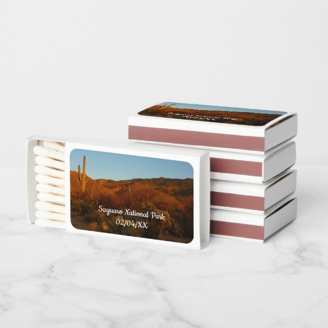 Saguaro Sunset I Arizona Desert Landscape Matchboxes (Stacked)