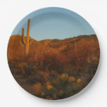 Saguaro Sunset I Arizona Desert Landscape Paper Plate