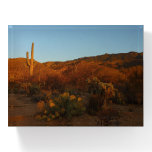 Saguaro Sunset I Arizona Desert Landscape Paperweight