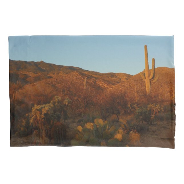 Saguaro Sunset I Arizona Desert Landscape Pillow Case (Front)